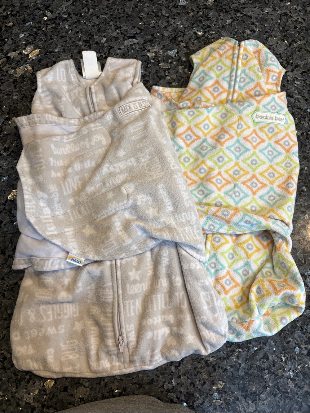 Halo Baby Sleep Sacks Set of 2 - Gray and Pastel Diamond fleece